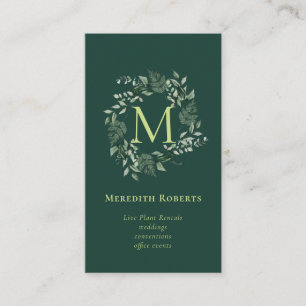 Carte De Visite Chic Monogramme botanique tendance citron vert éme