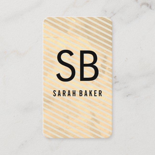 Carte De Visite Chic Monogramme Hachure (Devant)