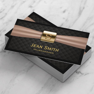 Carte De Visite Chic Monogramme Or Diamond Coiffeur à capuchon