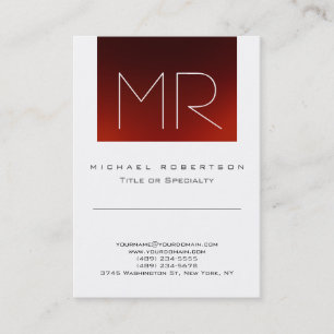 Carte de visite chic monogramme rouge blanc mignon