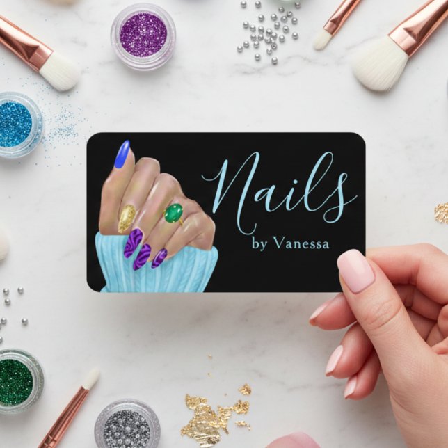 Carte De Visite Chic Nail Technician Beauty Salon Branding (Créateur téléchargé)