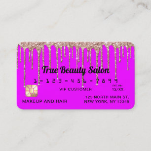 Carte De Visite Chic Neon Purple Rose Gold Parties scintillant Dri