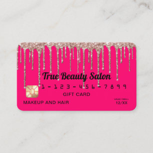 Carte De Visite Chic Neon Rose Rose Parties scintillant Gold Drift