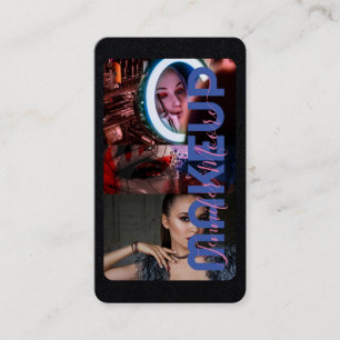 Carte De Visite Chic noir et rose 3 Photos Qr Code Beauté