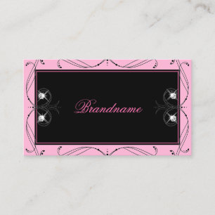 Carte De Visite Chic noir rose étincelant Diamants élégant Ornate