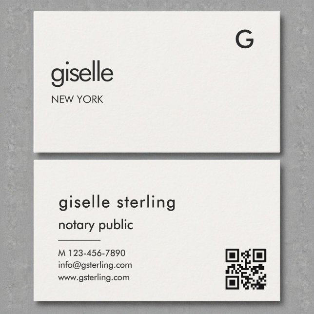 Carte De Visite Chic Notaire Public Luxe QR Code Monogramme (Créateur téléchargé)