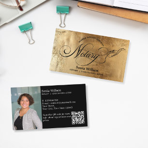 Carte De Visite Chic Notaire Public Prêt Signer Photo QR Code