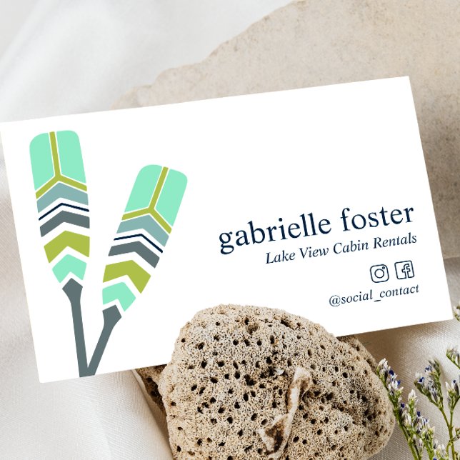 Carte De Visite Chic Oars Lake Ocean Beach Location de vacances Ca (Créateur téléchargé)