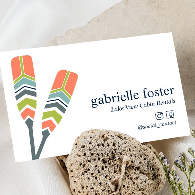 Carte De Visite Chic Oars Lake Ocean Beach Location de vacances Ca (Créateur téléchargé)