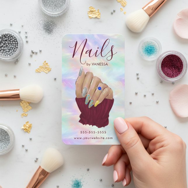 Carte De Visite Chic Opal Manicurist Artist Nail Studio Modern (Créateur téléchargé)