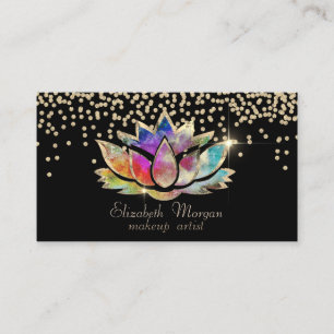 Carte De Visite Chic Or Diamants Coloré Lotus Noir