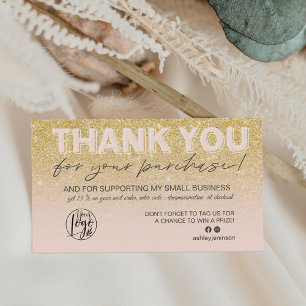 Carte De Visite Chic or parties scintillant script photo logo merc