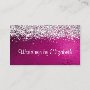 Carte De Visite Chic Parties scintillant argent brillant rose chau