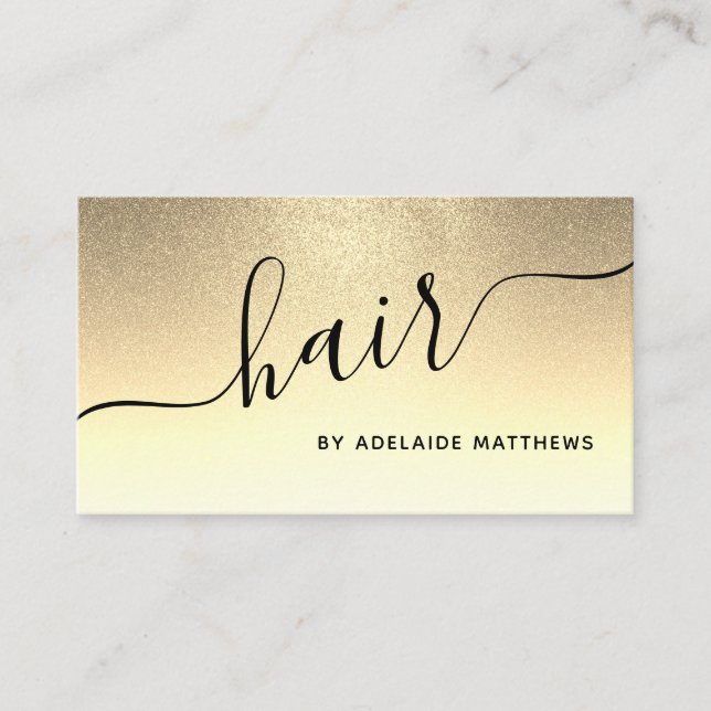 Carte De Visite Chic Parties scintillant Or Moderne Coiffeur Salon (Devant)