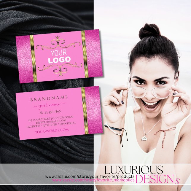 Carte De Visite Chic Parties scintillant rose Gold Bordure Ornemen (Créateur téléchargé)