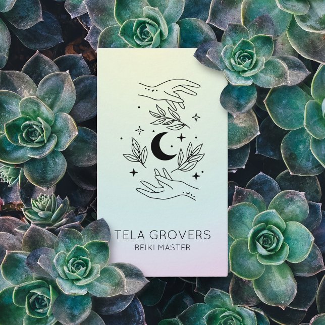 Carte De Visite Chic Pastel Ombre Reiki Hands Chakra Healer (Créateur téléchargé)