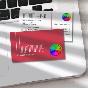 Carte De Visite Chic perse rouge et blanc avec logo professionnel