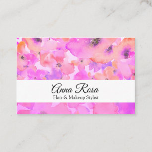 Carte De Visite *~* Chic Populaire Fleur rose Lavande Aquarelle