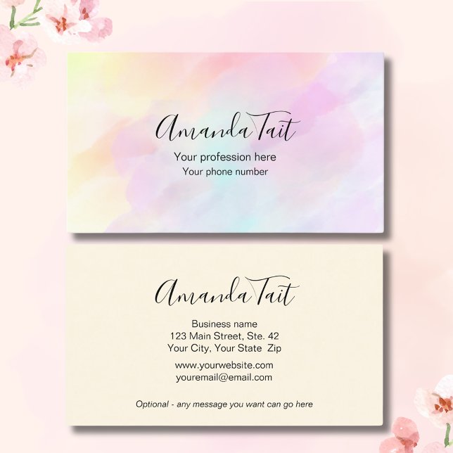 Carte De Visite Chic Pretty Pastels Elégant Salon (Amazing complimentary colors blend together seamlessly on this striking business card.  )