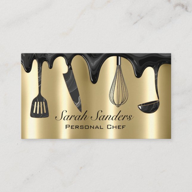 Carte De Visite Chic Professional Personal Chef Catering Gold   (Devant)