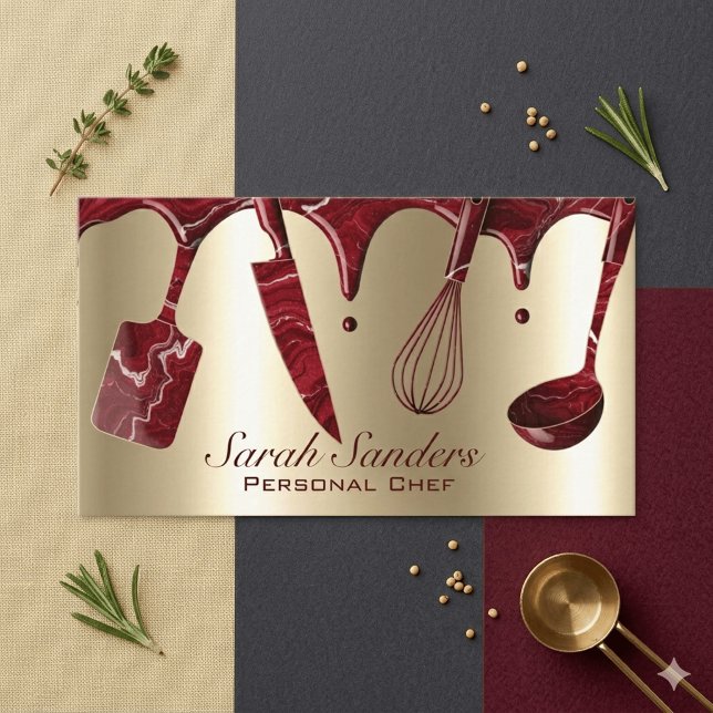 Carte De Visite Chic Professional Personal Chef Catering Gold   (Créateur téléchargé)