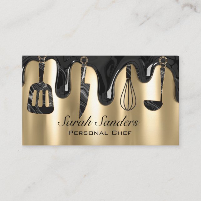Carte De Visite Chic Professional Personal Chef Catering Gold   (Devant)