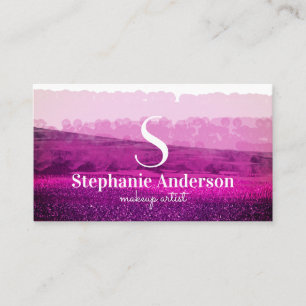 Carte De Visite Chic professionnel Bourgogne et rose Monogramme