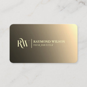 Carte De Visite Chic professionnel dégradé Faux or Monogramme