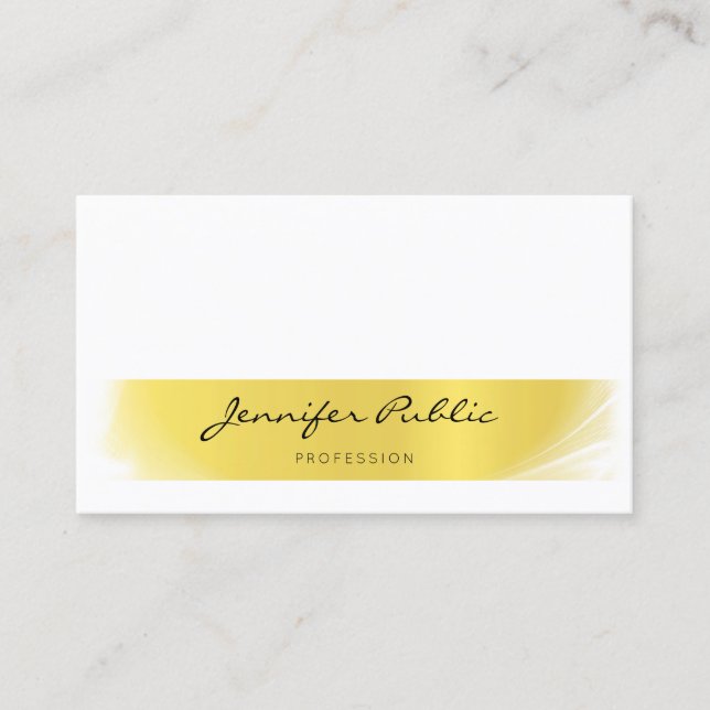 Carte De Visite Chic Professionnel Moderne Manuscrit Luxe Or (Devant)
