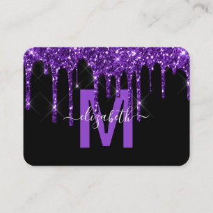 Carte De Visite Chic Purple Driple Parties scintillant Nom du mono