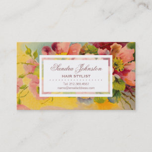Carte De Visite Chic Retro Floral Design Beauté Salon