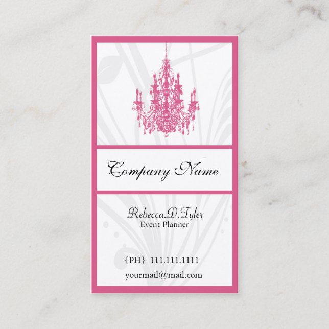 carte de visite chic rose (Devant)