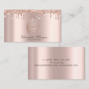 Carte De Visite Chic Rose Cupcake Gold Drivers Bakery