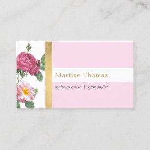 Carte De Visite Chic rose et or Vintage Floral