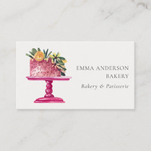 CARTE DE VISITE CHIC ROSE FLORAL CAKE PATISSERIE CUPCAKE BAKERY