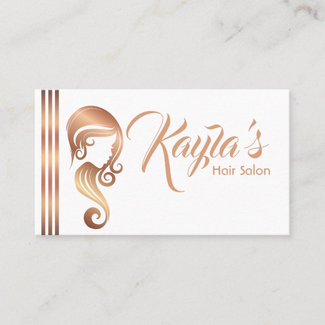 Carte De Visite Chic Rose Gold Beauty Girl Coiffeur & maquillage S (Devant)