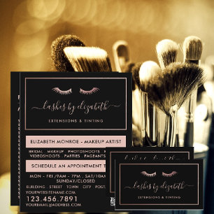 Carte De Visite Chic Rose Gold Foil Lashes Beauty Maquillage Artis
