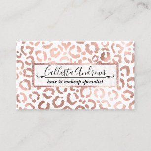 Carte De Visite Chic Rose Gold Leopard Cheetah Poster de animal