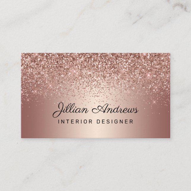 Carte De Visite Chic Rose Gold Parties scintillant Glam Profession (Devant)