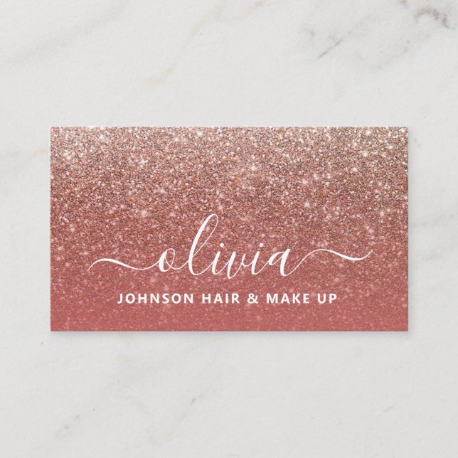 Carte De Visite Chic Rose Gold Parties scintillant maquillage Arti (Devant)