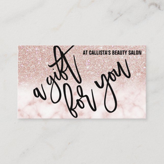 Carte De Visite Chic Rose Gold Parties scintillant Marble Certific (Devant)
