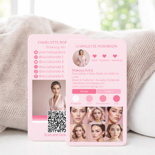 Carte De Visite Chic rose maquillage beauté Social Media Influence