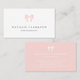 Carte De Visite Chic rose pâle, joli Bow minimaliste