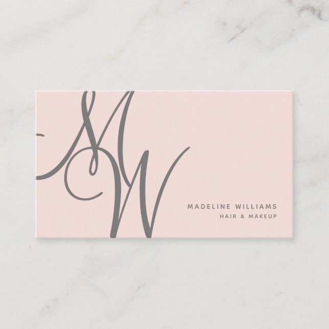 Carte De Visite Chic Rose rose moderne Monogramme Initiales de scr (Devant)