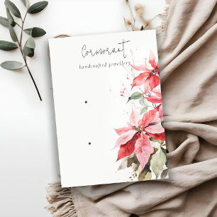 Carte De Visite Chic Rouge Poinsettia Florales 2 Porte-Écouteurs