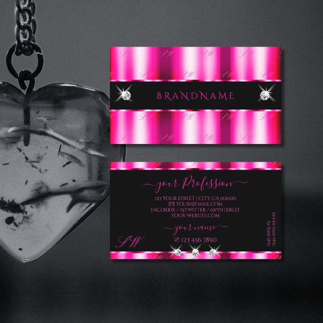 Carte De Visite Chic Rouge Rouge Ombre Noir Bijoux Épargne Initial (Créateur téléchargé)