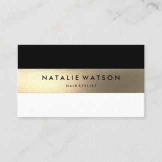 Carte De Visite Chic Rough FAUX Gold Stripe Noir Blanc Moderne