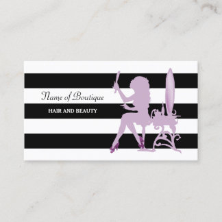 Carte De Visite Chic Salon de cheveux violet glitz Girls Black Str