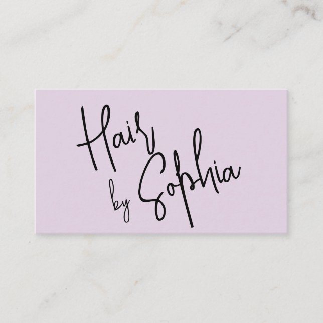 Carte De Visite Chic Script Coiffeur Stylo Pastel Purple (Devant)
