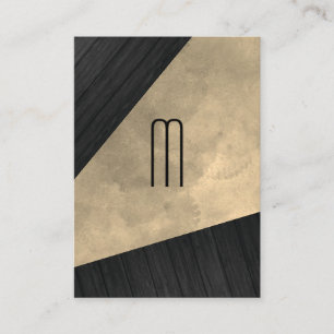 Carte De Visite Chic Sepia Aquarelle Bois Monogramme